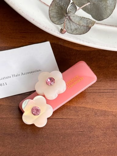 Pink 5cm Cellulose Acetate Minimalist Flower Alloy Multi Color Hair Barrette