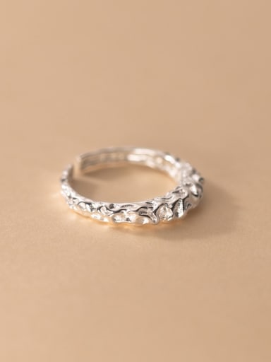Silver 925 Sterling Silver Irregular Minimalist Band Ring