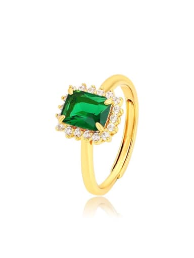 Emerald Alloy Cubic Zirconia Geometric Minimalist Band Ring