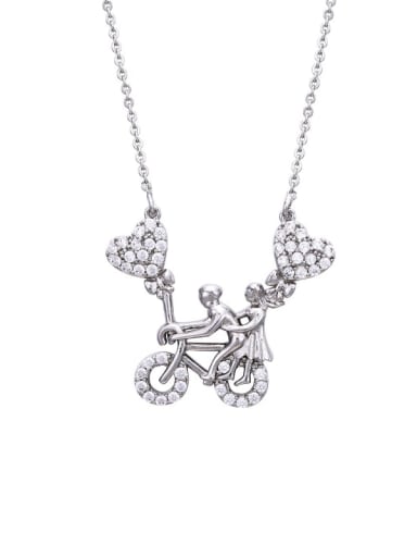 Rhodium plated bicycle lover Alloy Cubic Zirconia Dainty Necklace