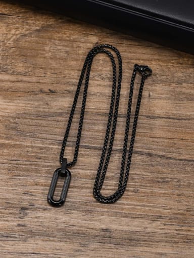 Black pendant with chain 60cm [PN 1845] Stainless steel Hip Hop Geometric Pendant