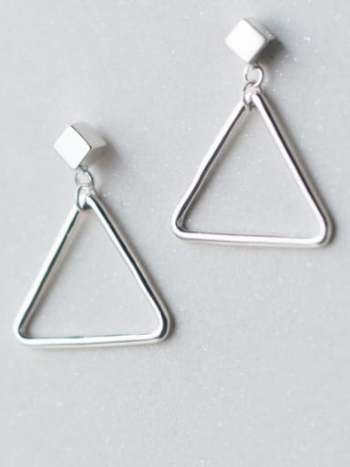 925 Sterling Silver Hollow Triangle Minimalist Drop Earring