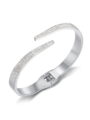 1015 Steel Bracelet Titanium Steel Cubic Zirconia Geometric Minimalist Cuff Bangle