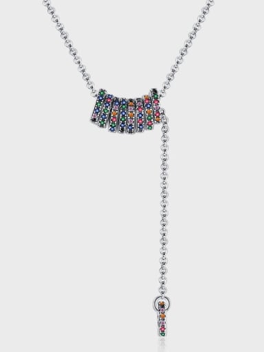 925 Sterling Silver Cubic Zirconia Geometric Vintage Tessel Necklace