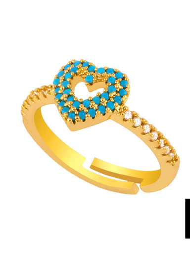 love Brass Cubic Zirconia Heart Ethnic Band Ring