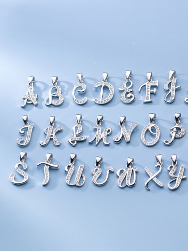 925 Sterling Silver Cubic Zirconia Minimalist Letter  Pendant
