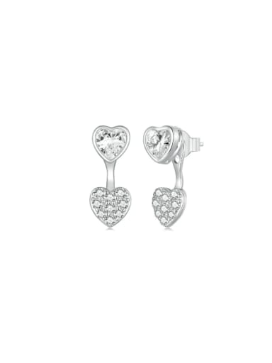 925 Sterling Silver Cubic Zirconia Heart Dainty Drop Earring