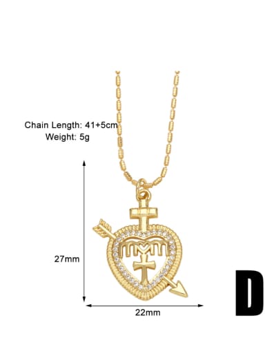 D Brass Cubic Zirconia Heart Minimalist Necklace