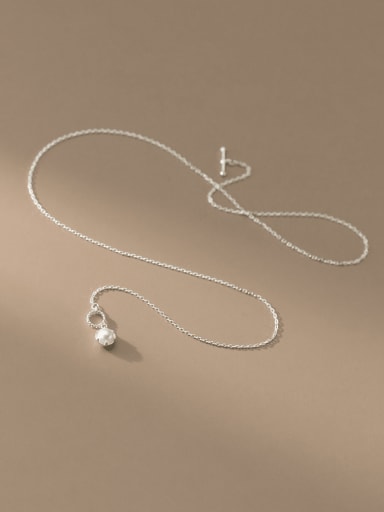 custom 925 Sterling Silver Imitation Pearl Geometric Minimalist Necklace