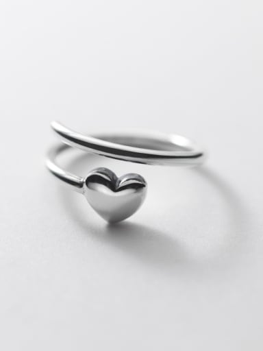 925 Sterling Silver Heart Minimalist Double Layer Band Ring