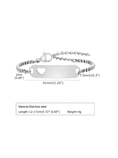 BR 1541 steel color length 12 +5CM Stainless steel Geometric Minimalist Bracelet