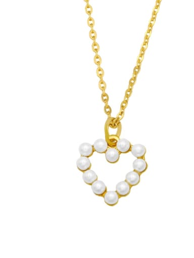 C Brass Imitation Pearl Heart Minimalist Necklace