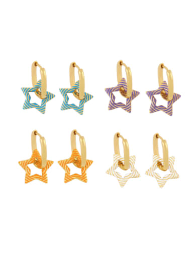 Brass Enamel Star Cute Huggie Earring