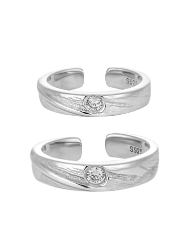 custom 925 Sterling Silver Cubic Zirconia Geometric Hip Hop Couple Ring