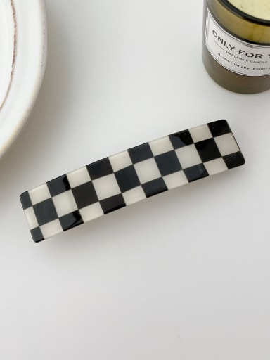 Black and white grid 10.5cm Alloy PVC Trend Geometric  Hair Barrette