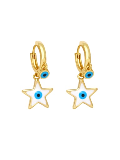 five-pointed star Brass Enamel Five-Pointed Star Vintage Huggie Earring