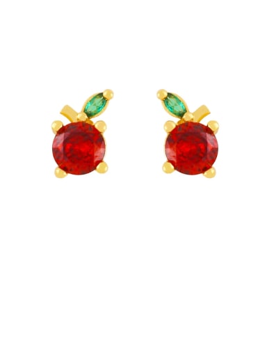 orange Brass Rhinestone Friut Cute Stud Earring
