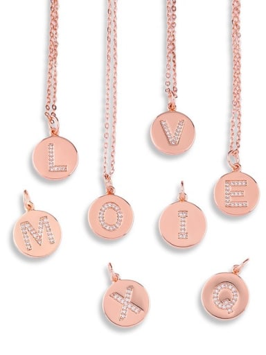 Rose gold letters  Photographed remarks Brass Cubic Zirconia Minimalist ABC 26 letter Options Necklace