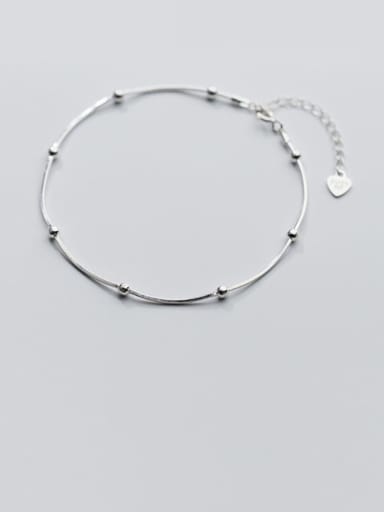 925 Sterling Silver Round Minimalist  Bead Anklet