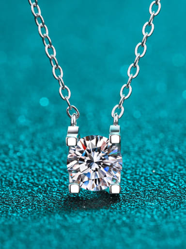 Sterling Silver Moissanite Geometric Dainty Necklace