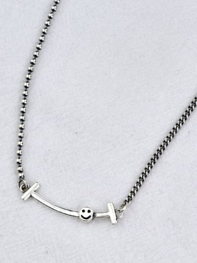 Vintage Sterling Silver With Platinum Plated Fashion Smiley Necklaces