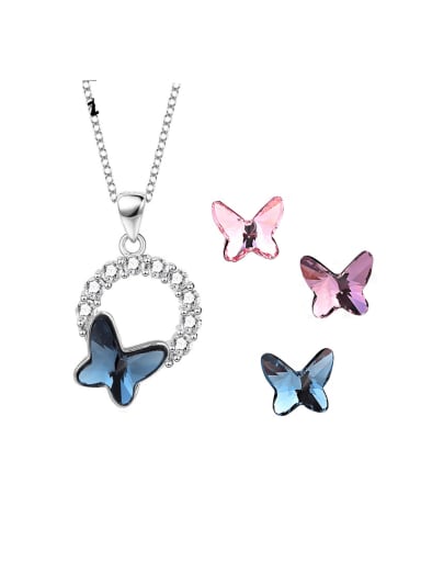 925 Sterling Silver Austrian Crystal Butterfly Classic Necklace