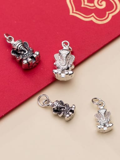925 Sterling Silver With Hollow Elephant Pendant Diy Accessories