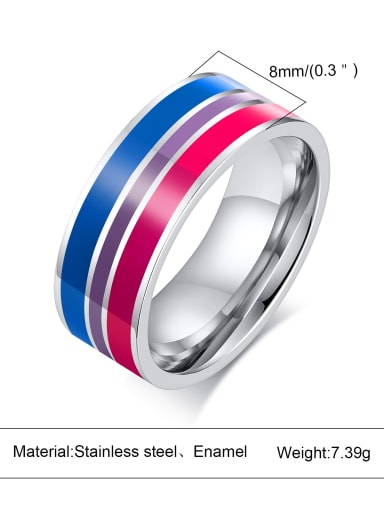 033 Titanium Steel Enamel Round Minimalist Band Ring