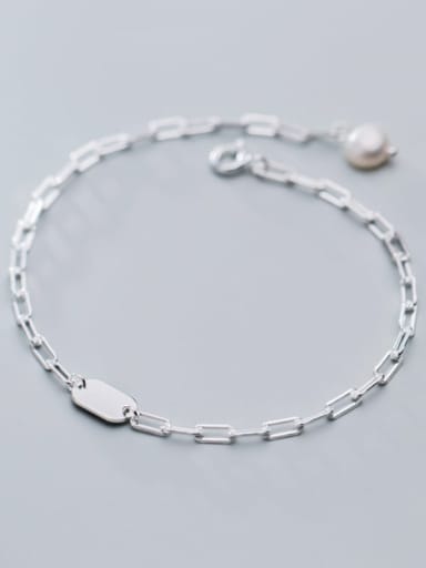 Silver Bracelet 925 Sterling Silver Geometric Chain Minimalist Link Bracelet