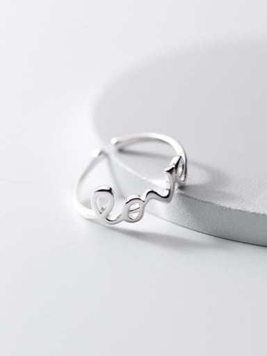 925 Sterling Silver Letter love  Minimalist Band Ring