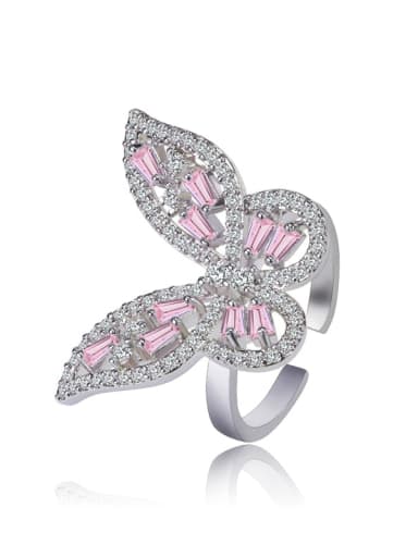 Brass Cubic Zirconia Butterfly Luxury Band Ring