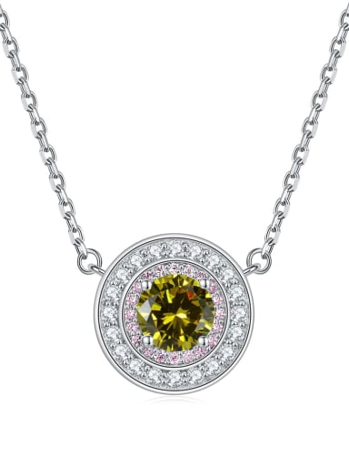 925 Sterling Silver Birthstone Dainty  Round Pendant Necklace