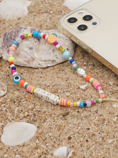 Imitation Pearl Multi Color Polymer Clay Weave Bohemia Mobile Phone Accessories