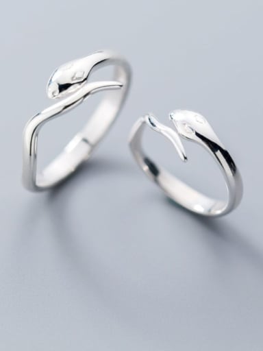 925 Sterling Silver Minimalist  Snake  Free Size Ring