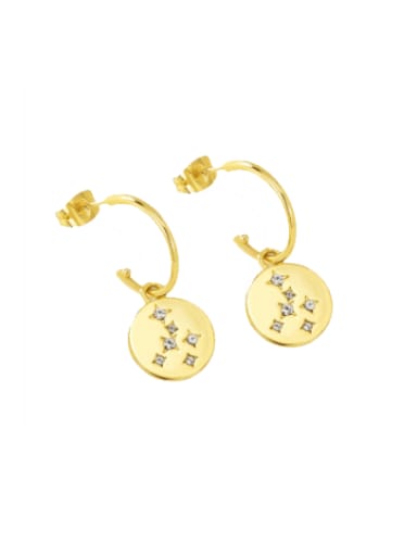 Brass Rhinestone Round Minimalist Hook Earring