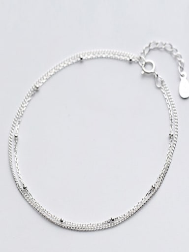 925 Sterling Silver Bead Irregular Minimalist Strand Bracelet