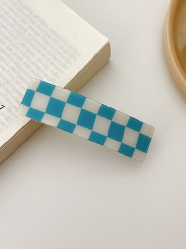 Blue white grid 8.5cm Alloy  PVC Trend Geometric Hair Barrette