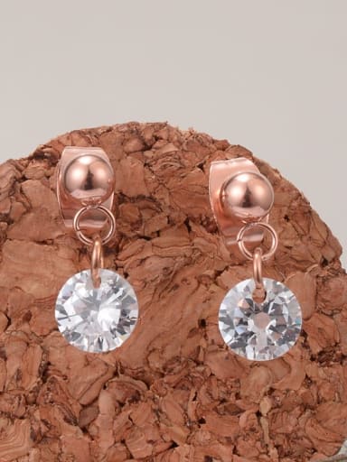 Titanium Rhinestone Round Minimalist Stud Earring
