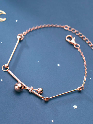 925 Sterling Silver Bead Fashion asymmetrical round bar  Bracelet