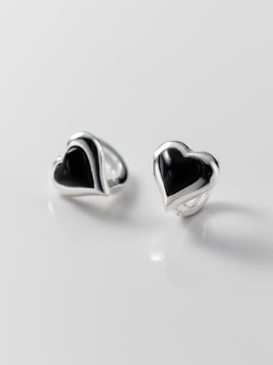 925 Sterling Silver Carnelian Heart Vintage Huggie Earring