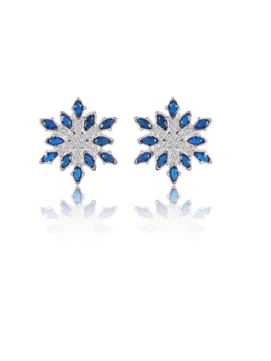 Brass Cubic Zirconia Snowflake  Luxury Stud Earring