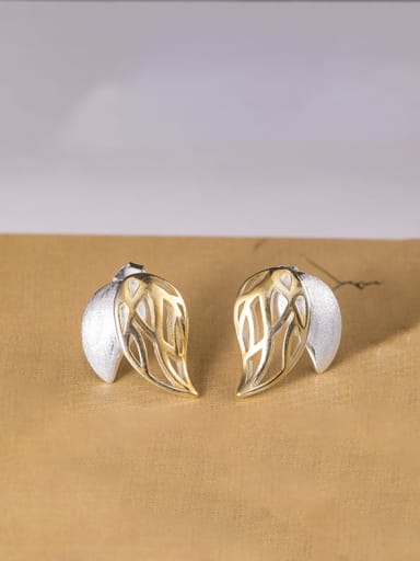 925 Sterling Silver Hollow Leaf Minimalist Earring