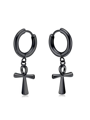 793 steel earrings black Titanium Steel Cross Minimalist Huggie Earring