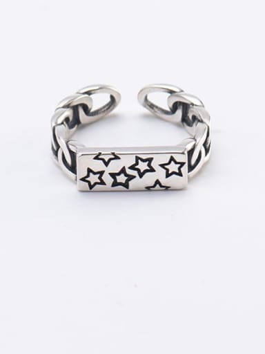 925 Sterling Silver Star Vintage  Geometric chain Band Ring