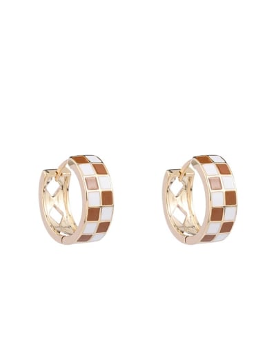 Brass Enamel Geometric Trend Huggie Earring