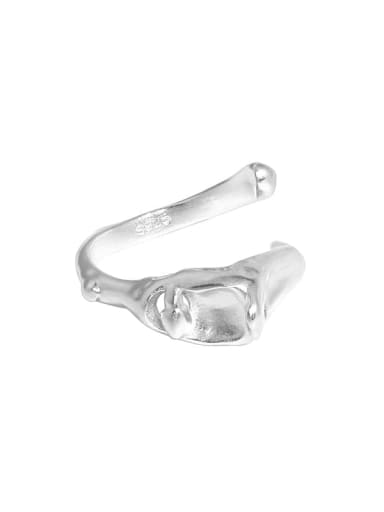 Silver [size 15 adjustable] 925 Sterling Silver Irregular Vintage Band Ring