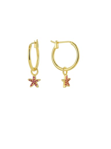 Brass Cubic Zirconia Pentagram Cute Huggie Earring