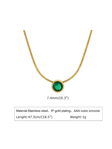 green Stainless steel Cubic Zirconia Geometric Minimalist Necklace