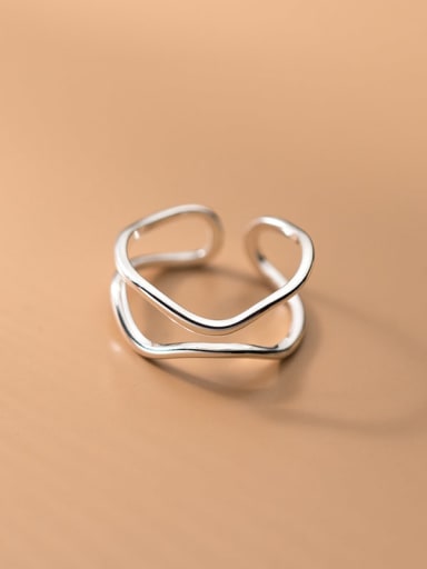 925 Sterling Silver Geometric Line Minimalist Stackable Ring