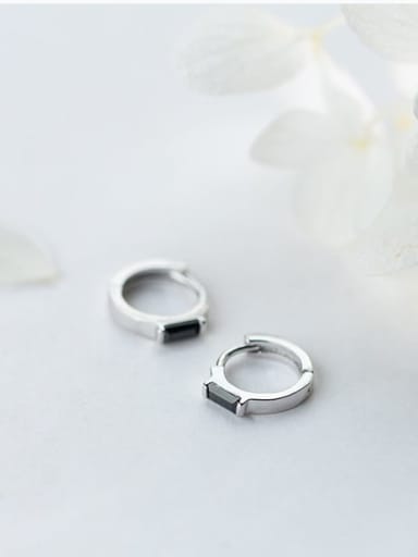 925 Sterling Silver Acrylic Geometric Minimalist Huggie Earring